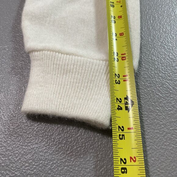 Vintage SPORTSWEAR Cardigan Sweater V Neck Button Front Long Sleeve Mens S Cream - Picture 9 of 9